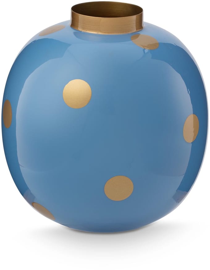 Pip Studio Vaas Dots - Bloemenvaas van Metaal - Blauw/ Goud - 23cm