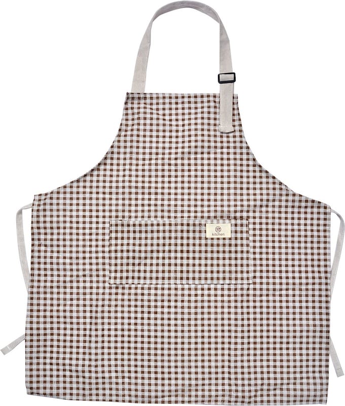 Clayre & Eef Keukenschort 65x70 cm Bruin Polyester Ruiten