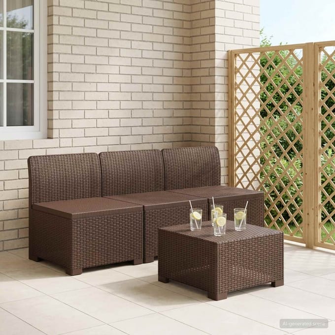 vidaXL - 3-Zits - Tuin - Sofa - Rottanlook - 3-zits - PP - Bruin