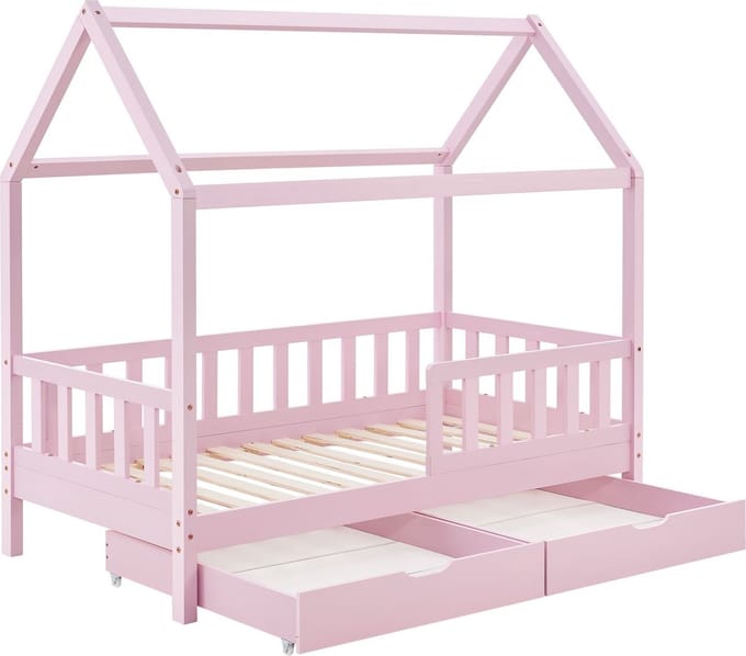 Kinderbed Marli - 90 x 200 cm - Roze - Incl. bedlades