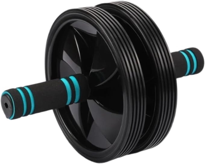 Buikwiel - Ab Roller - Core Training - Dubbele Wiel Stabiliteit - 17.8 cm - Zwart