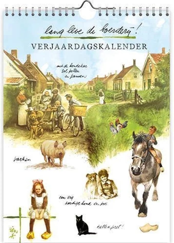Rien Poortvliet Verjaardagskalender - Lang leve de boerderij - 18x25 cm