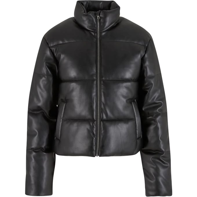 Urban Classics - Synthetic Leather Gewatteerd jack - M - Zwart