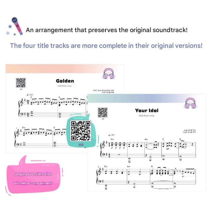 K-POP Chasseurs de Démons Livre de Partitions pour Piano (Standard, Très Facile) (2 possibilités) #Very Easy pink