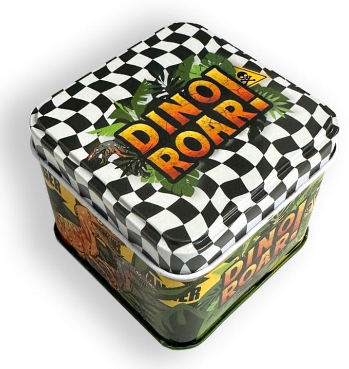 Dinosaurus Roar mini metalen blik 7,5 cm 4 stuks