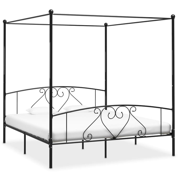 vidaXL - Hemelbedframe - metaal - zwart - 200x200 - cm