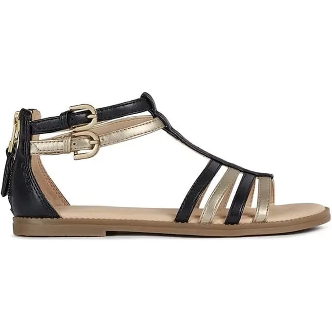GEOX SANDAL KARLY MEISJES Sandalen - ZWART/PLATINA