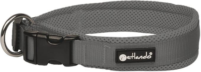 Petlando Hondenhalsband Mesh Antraciet - Klikhalsband - 55-60/4 cm