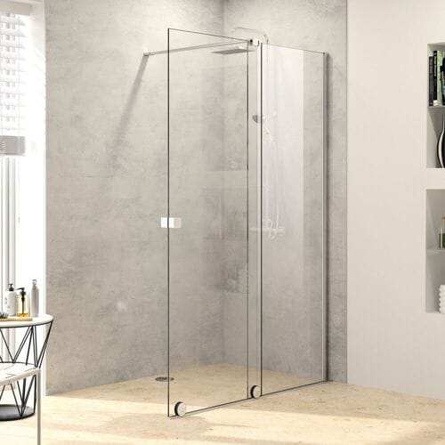 HÜPPE Xtensa pure Walk-In sliding door with fixed segment 140 cm, stop right, with stabilizer XT0225069321