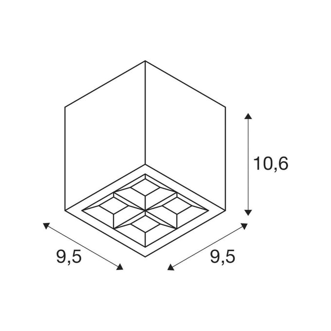 SLV LED plafondlamp S-Cube, antraciet, aluminium, lengte 9,5 cm