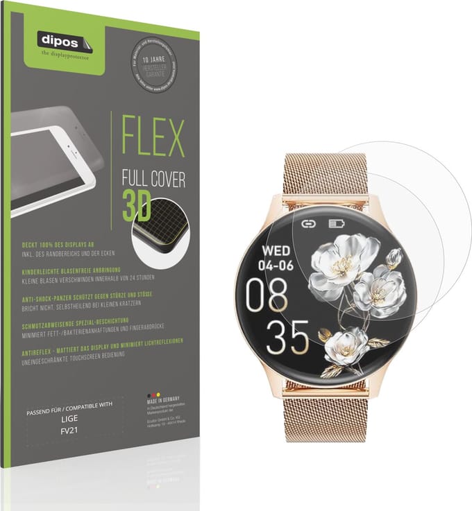 dipos FLEX – 2x Matte Screenprotector geschikt voor LIGE FV21 | Volledige Schermbescherming | Case-Friendly