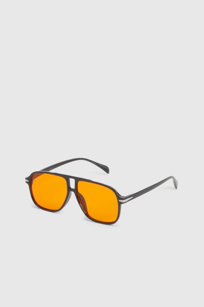 boohoo Dames Gekleurde Lens Aviator Zonnebril | Zwart