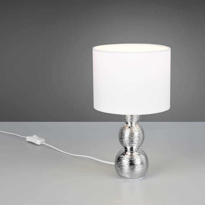 Reality Leuchten Tafellamp Lova, wit/zilver, hoogte 29 cm, glas/keramiek E27