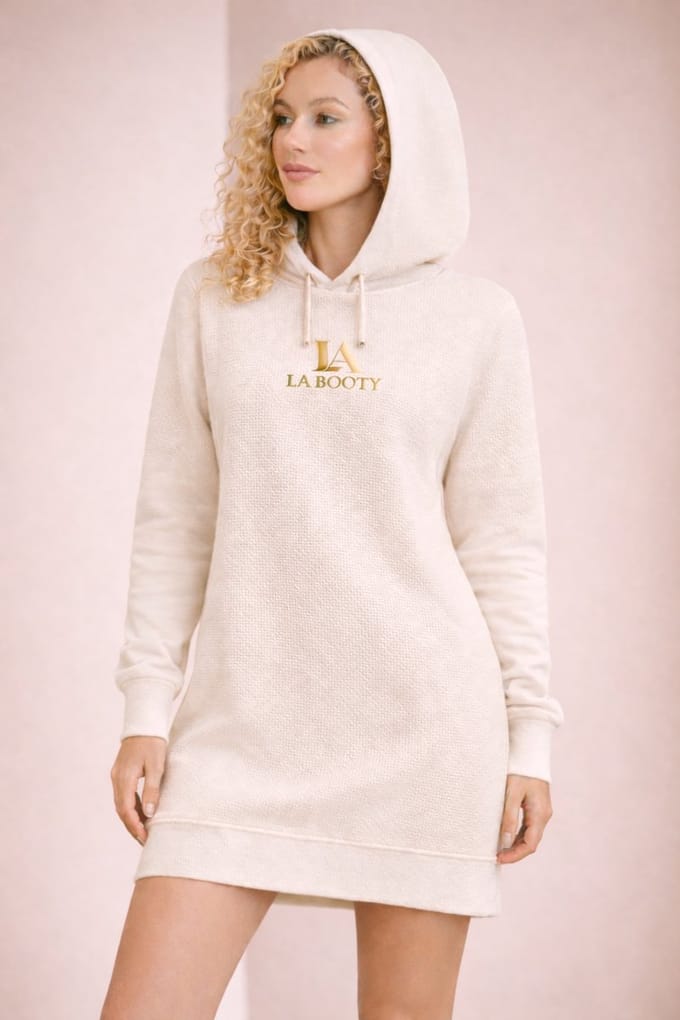 La Booty- dames lange trui- off white- katoen- sweater- handmade in België- maat M