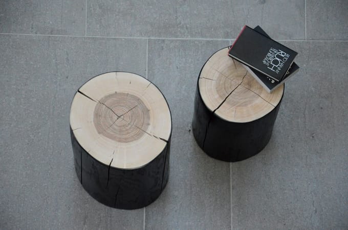 Jan Kurtz - Block Kruk rond - Hoogte 46 cm - Essen - zwart