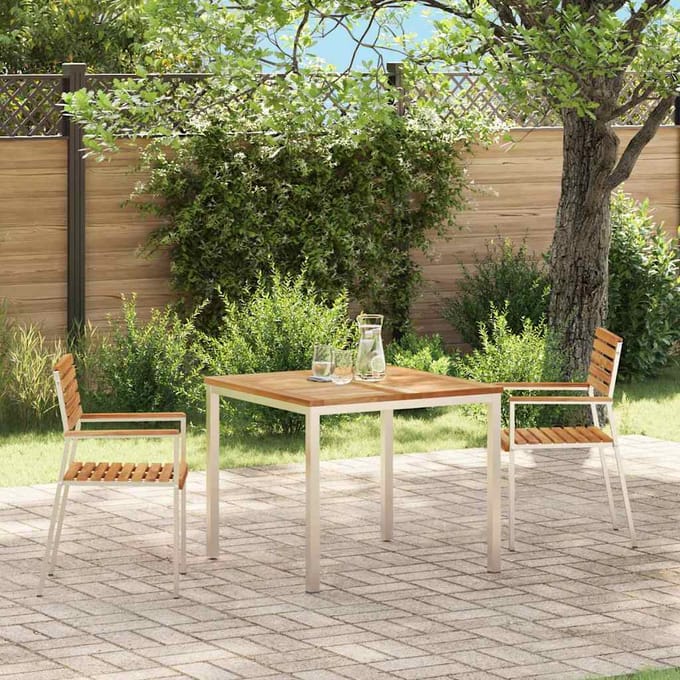 vidaXL - Tuinstoel - 2 - st - Massief - Teakhout - en - RVS