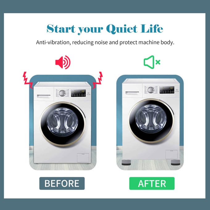 Coussinets antidérapants et Anti-vibrations pour Machine à laver, 4 pièces, pour le lavage des appareils ménagers gris
