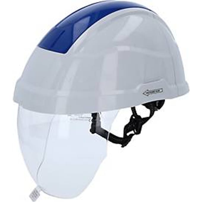 Veiligheidshelm met gezichtsbescherming, blauw