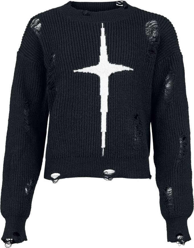 Banned - Gothic Gebreide trui - Kara Vex Jumper - S tot 4XL - voor Vrouwen - zwart-wit