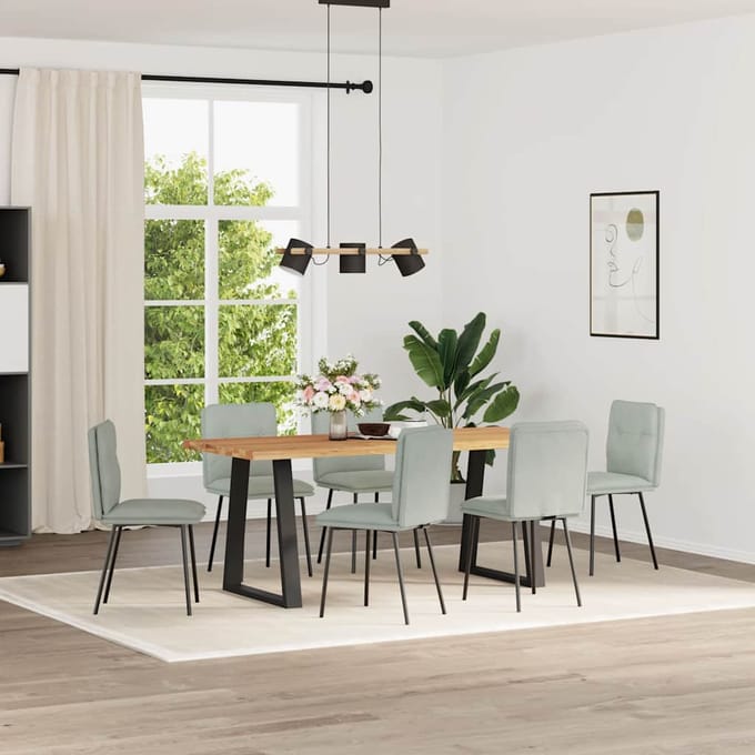 vidaXL - Eetkamerstoelen - 6 - st - fluweel - lichtgrijs