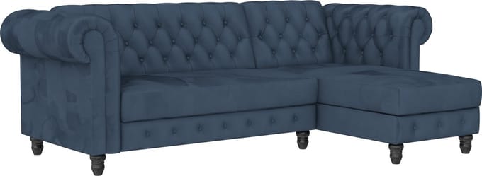 Felix-Slaapbank - Chaise Longue - Blauw Fluweel