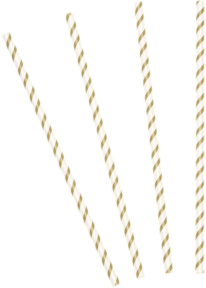 TALKING TABLES - 20 gouden gestreepte papieren rietjes
