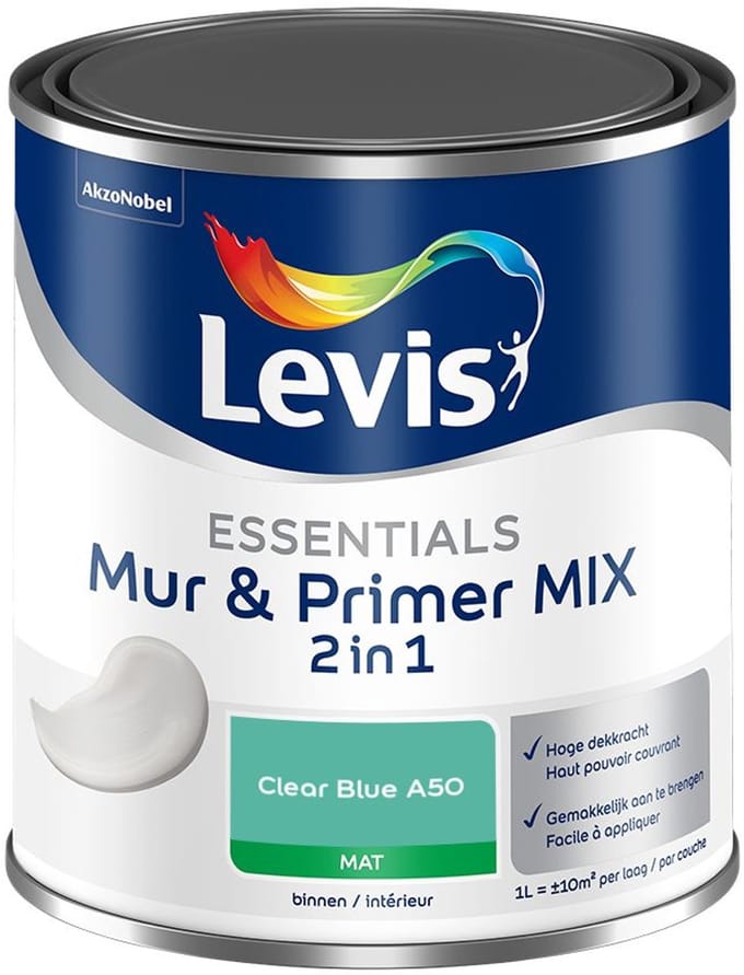 Levis - Essentials Mur & Primer Mix - Clear Blue A50 - Mengverf - 1 L