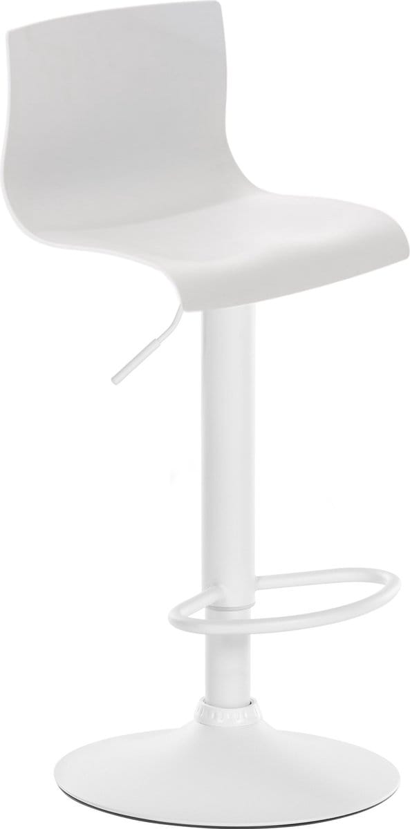 CLP Hover Barkruk - Met rugleuning - Voetsteun - Kunststof - wit/wit