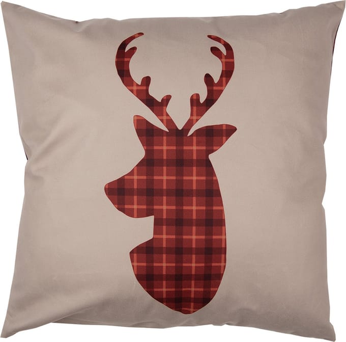 Clayre & Eef Kussenhoes 45x45 cm Rood Bruin Polyester Hert