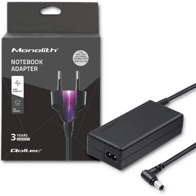 Qoltec laptopvoeding 90W |   19V |   4.9A |   5.5*2.5 |   Stroomkabel