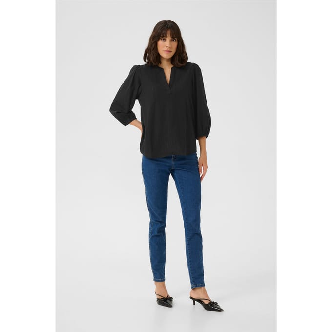 Blouse met lange mouwen Regular fit Black