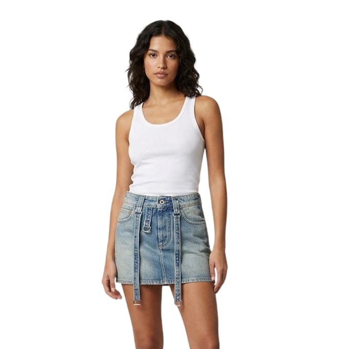 Off-White Dames/Dames Cargo Denim Minirok (Vintage Blauw)