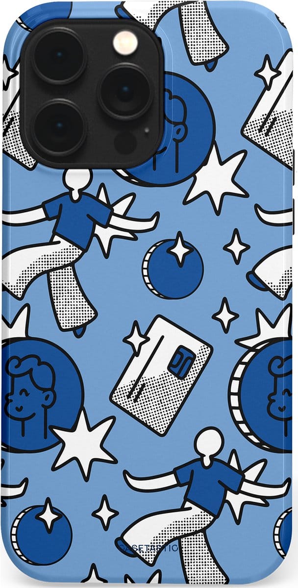 Casetastic hoesje geschikt voor Apple iPhone 14 Pro Max - MagSafe - Dubbellaagse bescherming - Geldroute - Fashion Case - Lichtblauw Grijs Donkergrijs