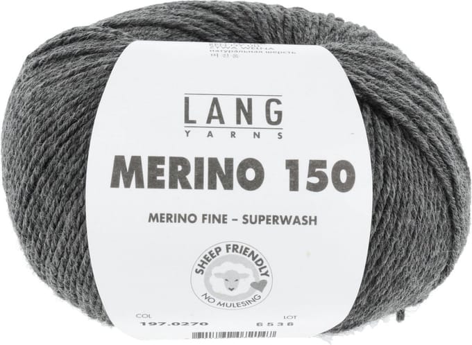 Lang Yarns Merino 150 - 270 donkergrijs mix - Merinowol Garen