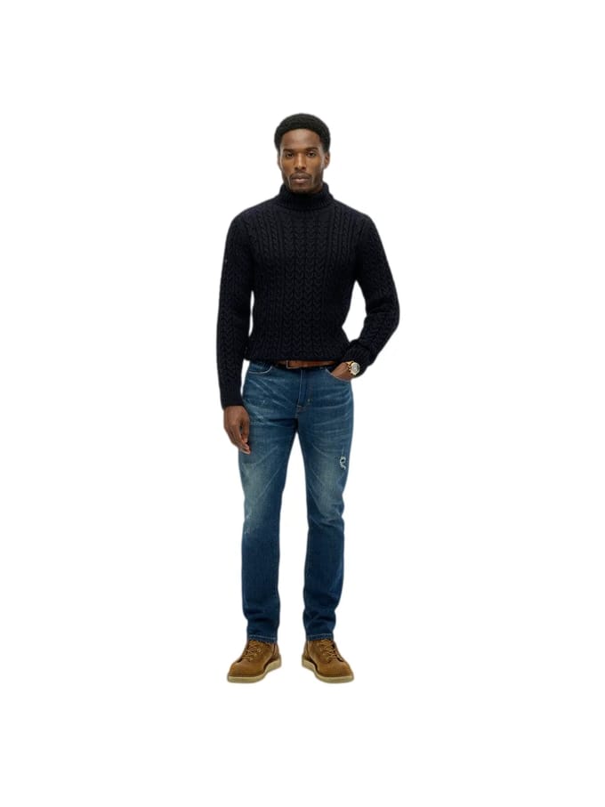 Superdry - Jacob kabeltrui met rolkraag - Heren - Sweaters