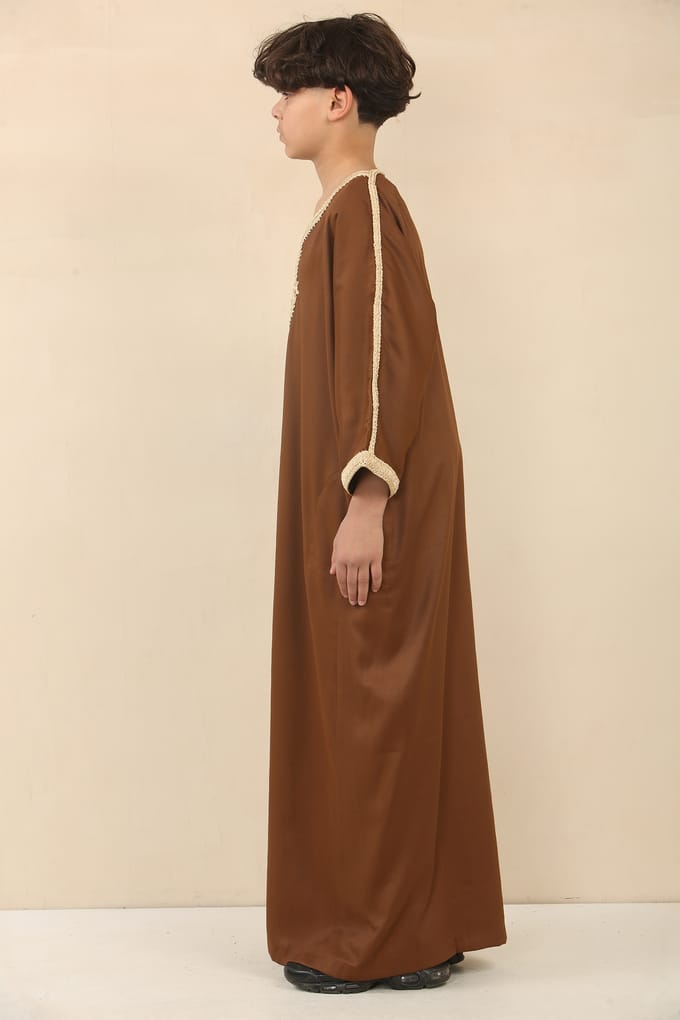 Kinderjongens bruin Marokkaanse Thobe Jubba Robe Eid Djellaba Gandoura