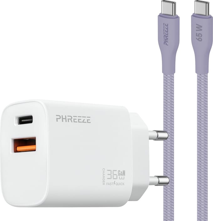 35w dubbele usb adapter met usb C kabel 1m - Snellader voor usb C smartphone tablet met pps fast charging