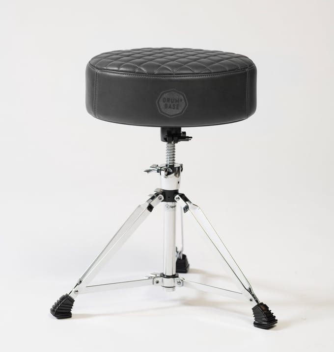 DRUMnBASE Full Grain Leather Drum Throne, Grey - Luxe drumkruk, full-grain leather, grijs