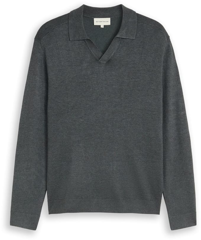 Tom Tailor - Gebreide trui met polokraag - Maat XL - darkest olive melange