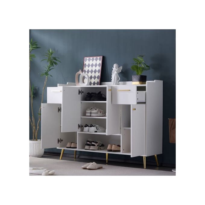 Schoenkast - MUVOE - 2 lades - 4 deuren - Wit - Modern design