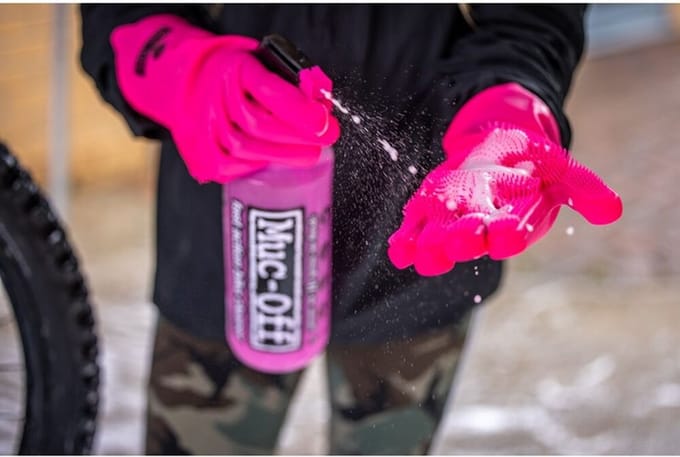 Muc-Off - Silicone Deep Scrubber Gloves Motor Fiets Ebike Poets Handschoenen - Roze - S