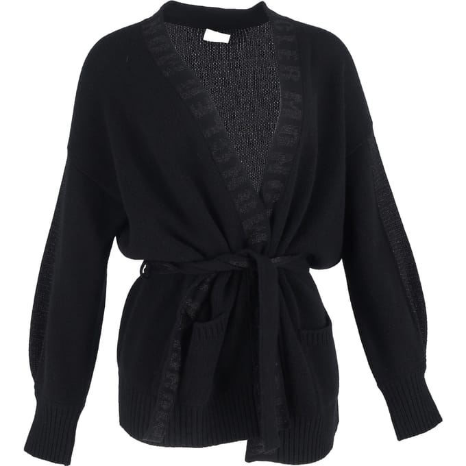 Moncler Robe Cardigan met logo-afwerking in zwarte wol