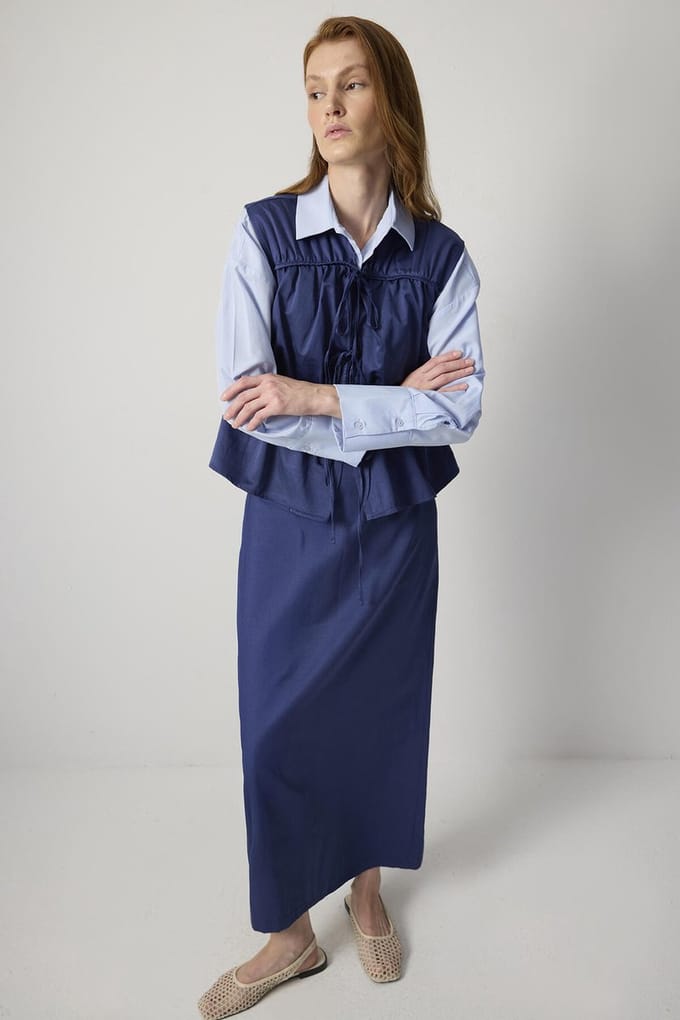 Touché Privé - Gilet met plooidetails - Marine - Dames