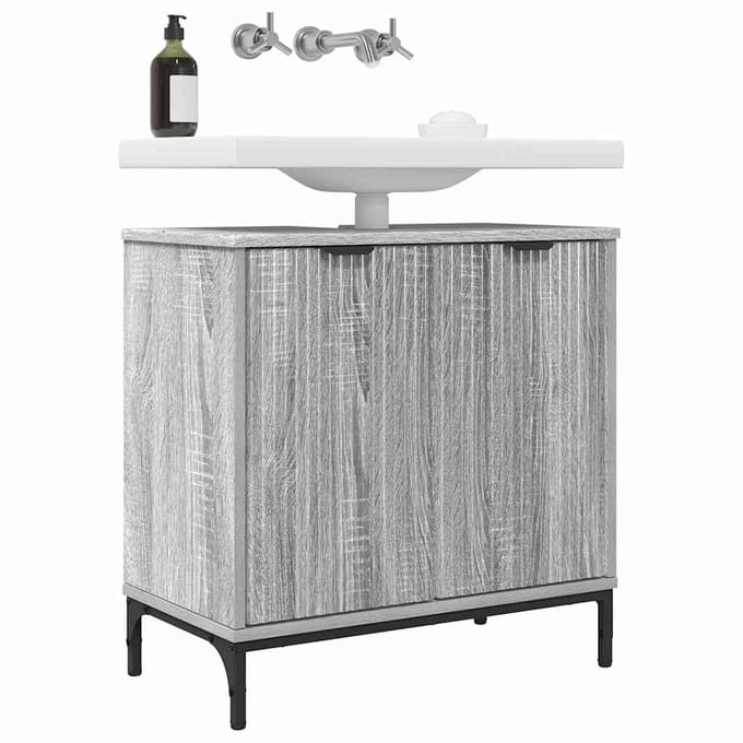 vidaXL - Wastafel - kabinet - voor - de - badkamer - Grijs - Sonoma