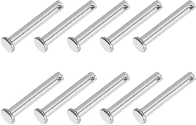 6 x 40mm Single Hole Pins - 10pcs RVS 304 Flat Head - Deur Scharnier Systemen - Zilver