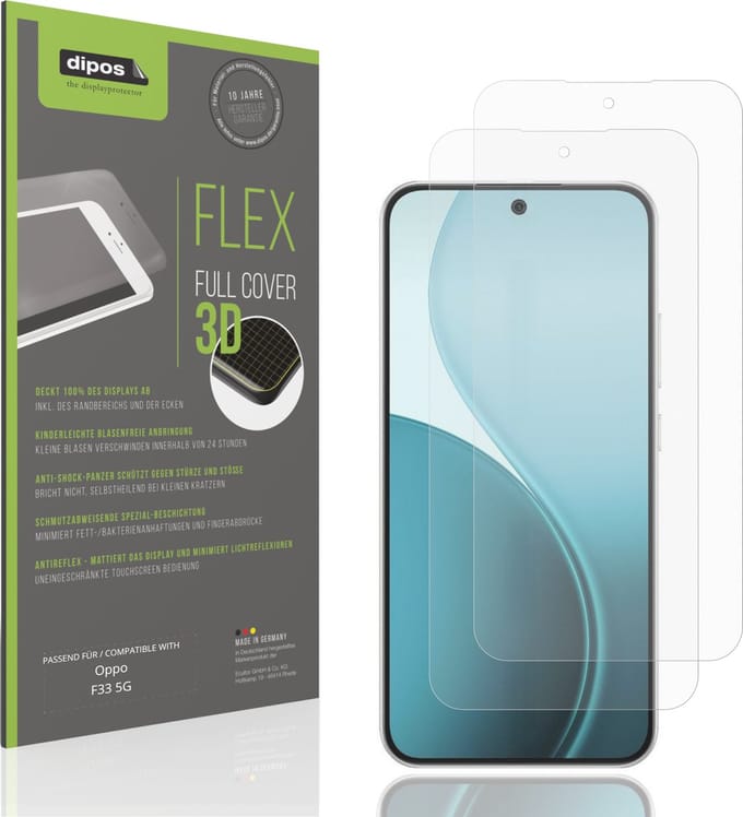 dipos FLEX – 2x Matte Screenprotector geschikt voor Oppo F33 5G | Volledige Schermbescherming | Case-Friendly