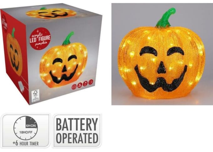 Pompoenlamp Halloween - 50 LED - Set van 4 - Ø25 cm - Oranje