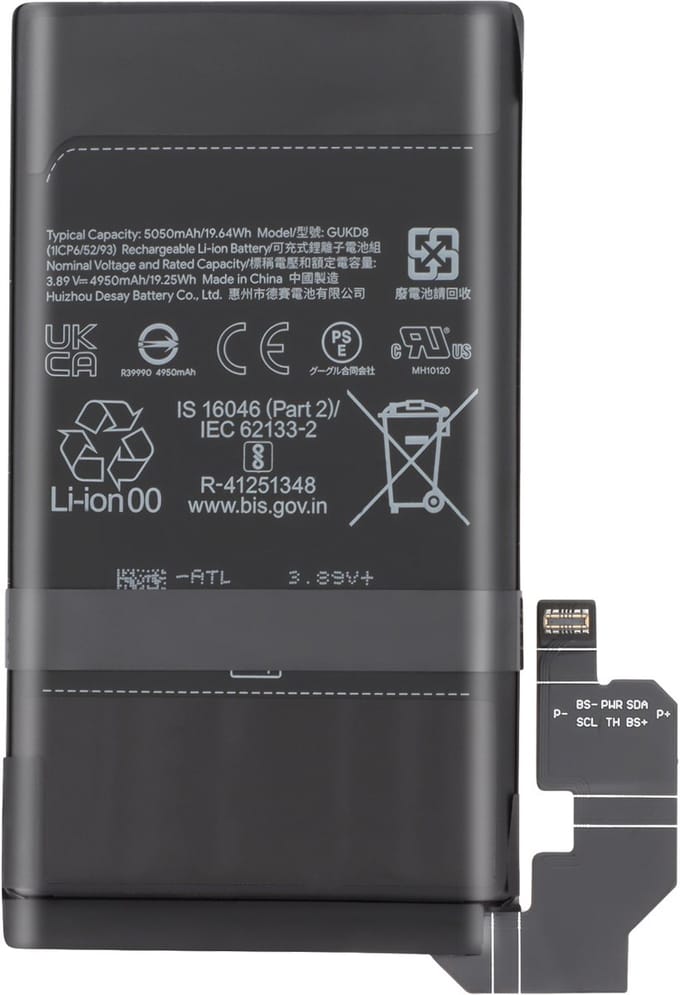 Google, Interne batterij voor Google Pixel 8 4575mAh model GS35E, Zwart