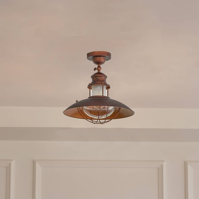 Lindby plafondlamp Louisanne, bruin, metaal, Ø 35cm