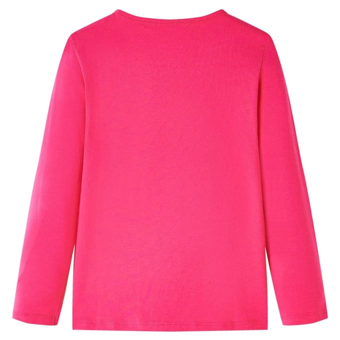 vidaXL - Kindershirt - met - lange - mouwen - 128 - felroze